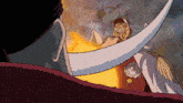 a cartoon drawing of a man with a white sword