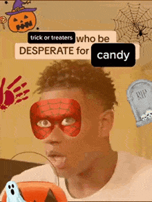 a man wearing a spiderman mask is sitting on a couch with a pumpkin .