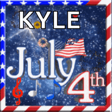 a kyle july 4th graphic with music notes