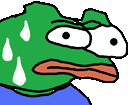 a cartoon of a green frog with a surprised look on its face .