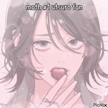 a picture of a girl with moth # 1 utsuro fan written on the bottom
