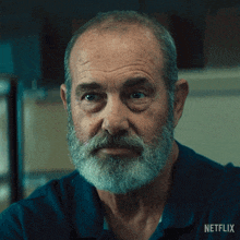 a man with a beard and a shirt that says netflix