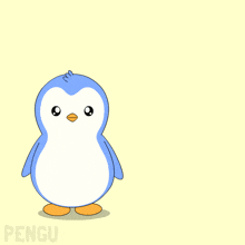 a penguin stands next to a facebook logo