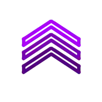 a purple and white arrow pointing upwards on a white background .