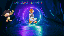 Hanuman Jayanti Float GIF - Hanuman Jayanti Float Neon Lights GIFs