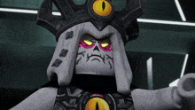a cartoon character with a crown on his head and glowing eyes