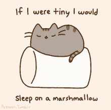 Pusheen Cat If I Were Tiny GIF - Pusheen Cat If I Were Tiny Sleep On A Marshmallow GIFs