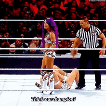 Sasha Banks This Is Our Champion GIF - Sasha Banks This Is Our Champion Ronda Rousey GIFs