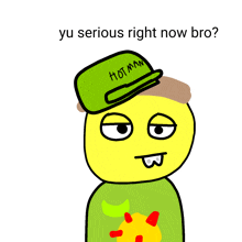 a cartoon character with a green hat that says hotman