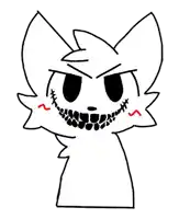 a black and white drawing of a cat with braces on its teeth and a smile on its face .