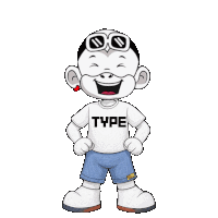 a cartoon character is wearing a type shirt