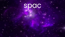 a purple galaxy with the word spac in white letters