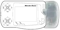 a black and white drawing of a wonderswan game system