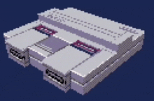a pixel art of a nintendo entertainment system with a blue background