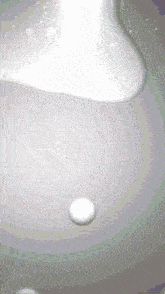 a white circle is floating in a gray background