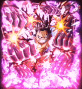 monkey d luffy from one piece is surrounded by a purple glowing background .