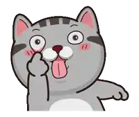 a cartoon cat giving a thumbs up with its tongue hanging out