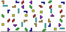 a bunch of different colored tetris blocks are lined up on a white background