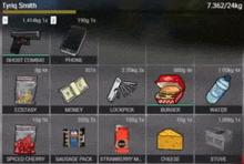 a screenshot of a game called tyriq smith showing items