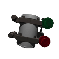 a 3d model of a lego item with a green and red button