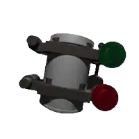 a 3d model of a lego item with a green and red button