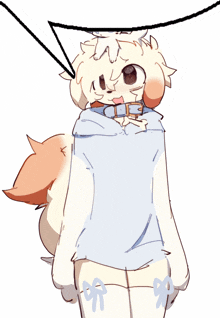 a drawing of a furry character with a speech bubble coming out of his mouth