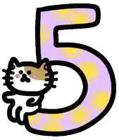 a cartoon cat is sitting on the number 5