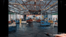 a painting of a merry go round is being made in animatica