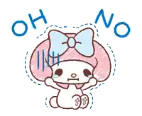 a cartoon drawing of a girl with a bow and the words oh no