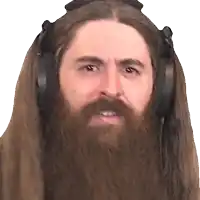 a man with a long beard and headphones on his head