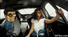 a man and a woman in a car with a gifsec.com watermark