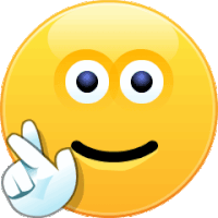 a yellow smiley face with a blue hand behind it