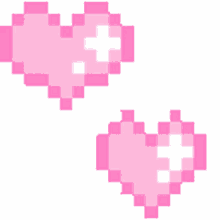 pixel pink hearts