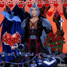 a picture of a video game character with the words i love you written on it