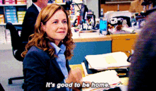 The Office Pam Beesly GIF - The Office Pam Beesly Its Good To Be Home GIFs