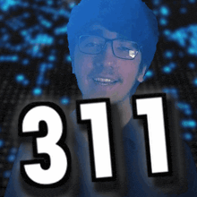a picture of a man with glasses and the number 311 behind him