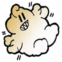 a cartoon drawing of a cloud with a face and teeth .