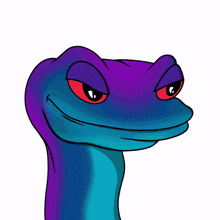 a cartoon of a purple lizard with blue lasers coming out of its eyes