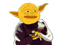 a drawing of a cartoon character with a yellow face and orange ears