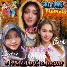 a poster that says girl power flomelo sisters squad