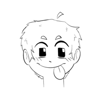 a drawing of a person sticking their tongue out