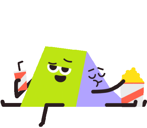 Square And Triangle Chill And Snack Sticker - Shapemates Drinking Popcorn Stickers