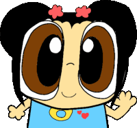 a cartoon drawing of a baby girl with big eyes