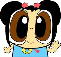 a cartoon drawing of a baby girl with big eyes