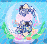 a cartoon drawing of a fish in a bubble