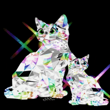 a painting of a cat and a kitten with the name j.s. dan on the bottom