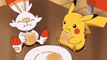 Scorbunny Pikachu GIF - Scorbunny Pikachu Eating GIFs