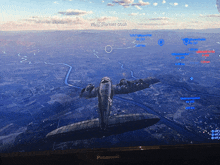 a panasonic monitor shows a plane in the sky