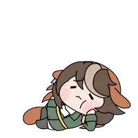 a cartoon of a girl laying on the floor with a sad face