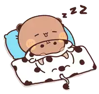a cartoon drawing of a bear sleeping on a blanket with the letters zz above it